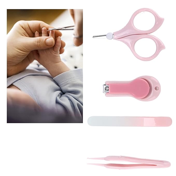 Baby Nail Kit Baby Nail Clippers Set with Cute Case Nail Clipper Scissors Tweezers Baby Nail File Baby Nail Grooming Kit Kids Nail Clippers for Newborn Infant Toddler(Cartoon fan)