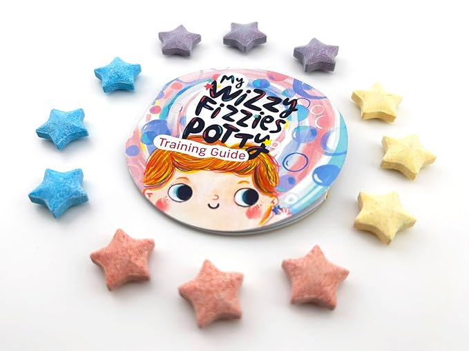 Wizzy Fizzies™ Potty Training Rewards Toilet Fizzies, Non-Food, STEM-Based Method That uses Imagination Play, 60 Colorful Stars, Non-Toxic, Girls & Boys, Fun Things for Kids & Parents