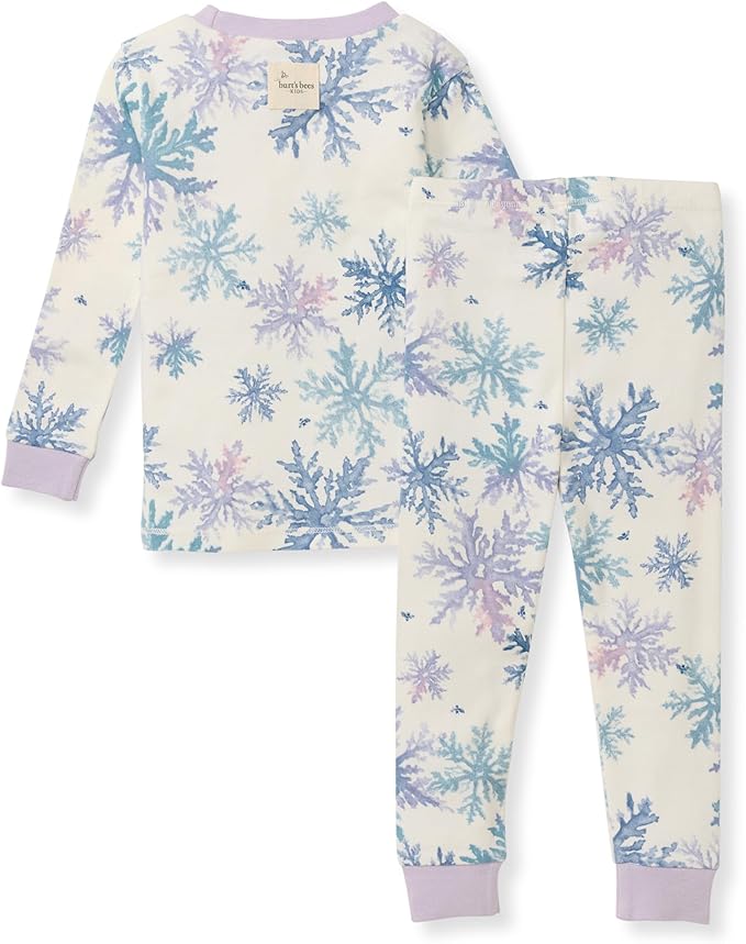 Burt's Bees Baby Girls' Pajamas, 2-Piece Long Sleeve Tee and Pants Organic Cotton PJ Set