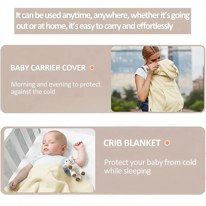 Baby Carrier Cover Stroller Cover,Newborn Hooded Stretchy Cloak,Soft Kangaroo Hoodie for Mom Baby,Suit for All Seasons (Ivory)