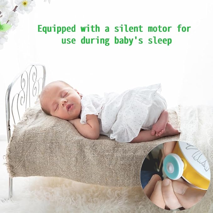 Electric Baby Nail Clippers Grinder Trimmer,Nail File for Newborns & Infants, USB Rechargeable, Silent Operation,6 Replacement Heads for Safe & Easy Trimming(Blue)