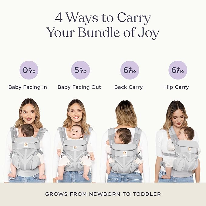Ergobaby Omni Classic Baby Carrier Newborn to Toddler - Breathable Baby Carriers for Summer - All-Position Carrier with Lumbar Support (7-45 Pounds), Mesh, Oxford Blue