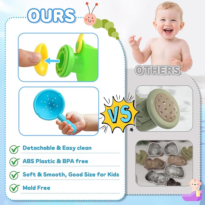 Baby Bath Toys for Kids Ages 1-3 Toddler Bath Toys Mold Free Bathtub Toys for 12+ Months Pool Water Table Beach Sand Toys Stacking Cups Floating Boats for 1+ Years Old Girls Boys Gifts 13 PCS