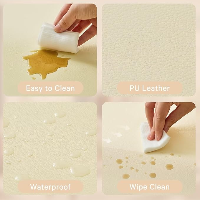 Waterproof Baby Play Mat for Floor 1.3"Thick Memory Foam 47*47 Cushion Playpen Playmat Tummy Time Crawling Mat Nursery Rug Pad Mattress Create Soft & Safe Area for Infants,Toddler,Kids,Beige