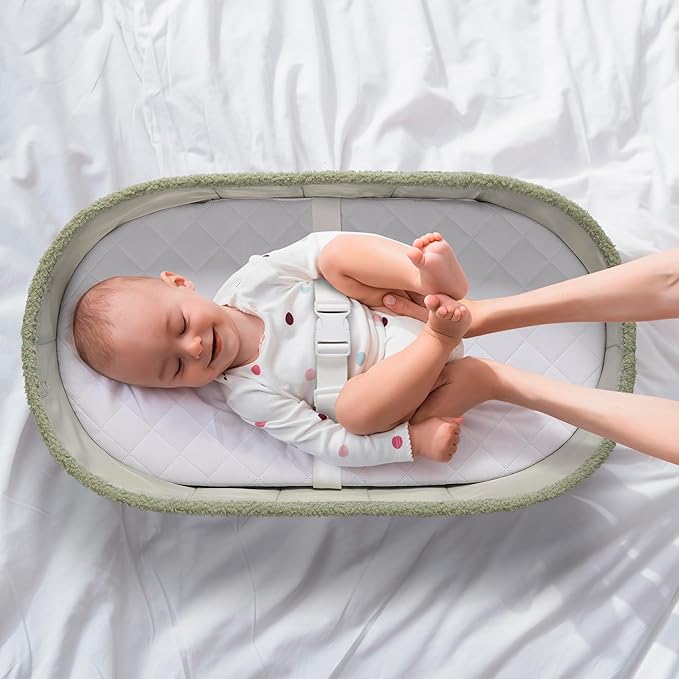 PeraBella Baby Changing Basket for Dresser Top, Baby Moses Basket for Newborn, Portable Diaper Changing Pad Table Topper for Dresser, Includes Diaper Caddy Organizer with Handle, Moses Bassinet Mat | Plush Exterior, Breathable Pad, Waterproof Layer, St...