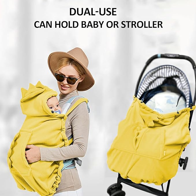 Baby Carrier Cover Stroller Cover,Newborn Hooded Stretchy Cloak,Soft Kangaroo Hoodie for Mom Baby,Suit for All Seasons (Yellow)