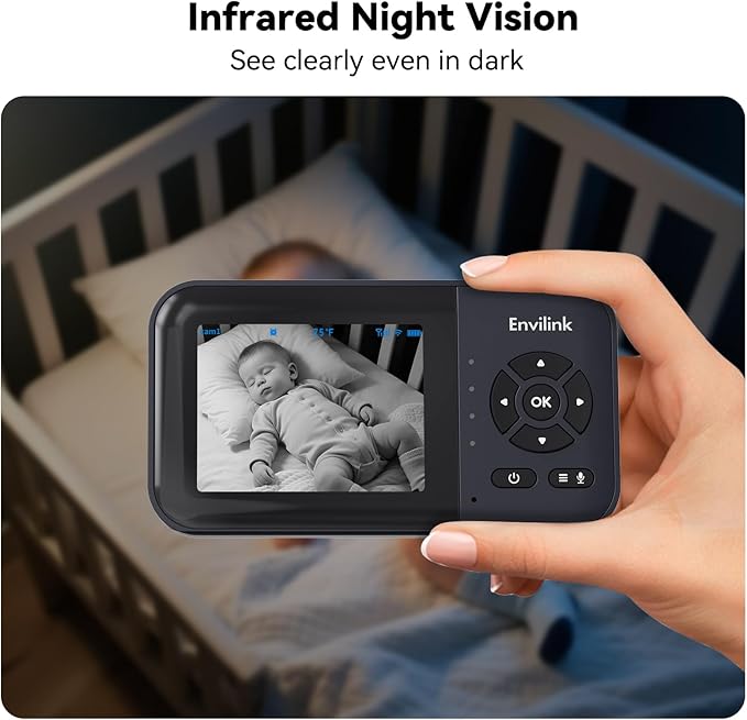 Video Baby Monitor with App, 2.8" Screen 14h Battery, Sound Detection, Night Vision, Two Way Talk, Temperature Detection, 1200ft Range, Feeding Remind, Ideal for Baby/Elderly Indoor Use