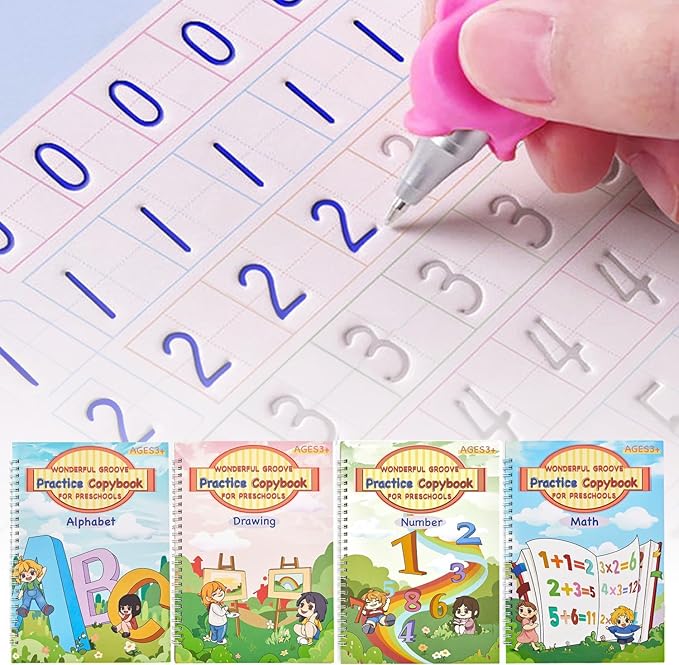 AALGO Large Magic Grooved Writing Practice Books- Reusable Handwriting Practice for Kids 5-7 - Preschool Tracing Books-Toddler Workbook or Kids Age 3-8 Calligraphy