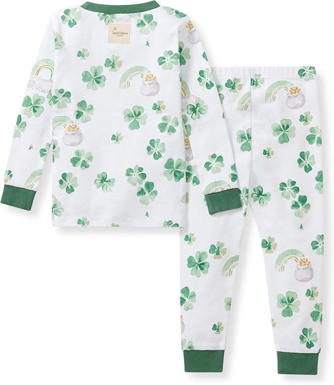 Burt's Bees Baby Girls' Pajamas, 2-Piece Long Sleeve Tee and Pants Organic Cotton PJ Set