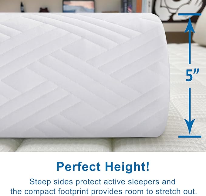 1-Pack Premium Foam Bed Bumpers for Toddler, Non-Slip Bed Rails for Toddlers for Twin, Queen, King Beds, Machine Washable Bumpers Cover for Easy Care（Size：52" x 7" x 5"）