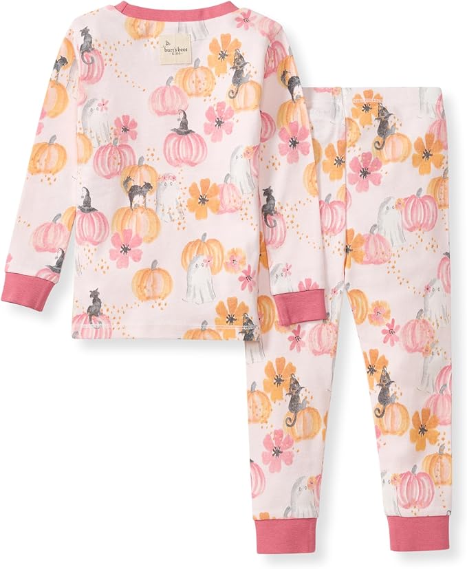 Burt's Bees Baby Girls' Pajamas, 2-Piece Long Sleeve Tee and Pants Organic Cotton PJ Set