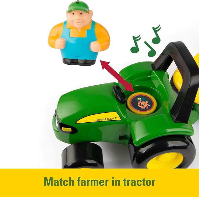 TOMY John Deere Animal Sounds Hayride Musical Tractor Toy - Musical Hayride Toddler Toys - Includes Farmer Figure, Tractor, and 4 Farm Animals - Toddler Music Toys - Ages 12 Months and Up