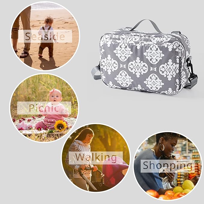 Diaper Bag Baby Stroller Bag Caddy Organizer for Baby Storage On the Go with Muti Pockets, Non-Slip Stroller Hooks and Adjustable Strap