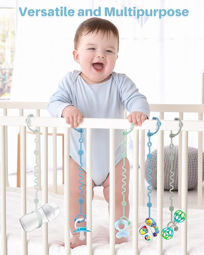 Toy Straps for Stroller, Silicone Baby Tether Pacifier Clip, No Throw Travel Leash for High Chair, Car Seat (Boy-3 Pack)