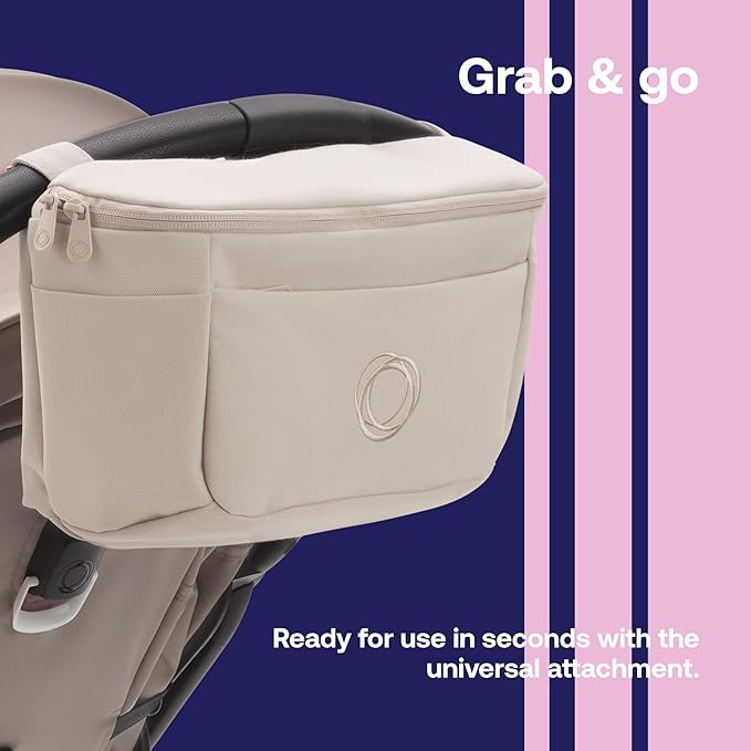 Bugaboo Organizer - Compact Size Multipocket Diaper Bag - Universal Compatible with Any Stroller - Attaches to the Handlebar - Desert Taupe