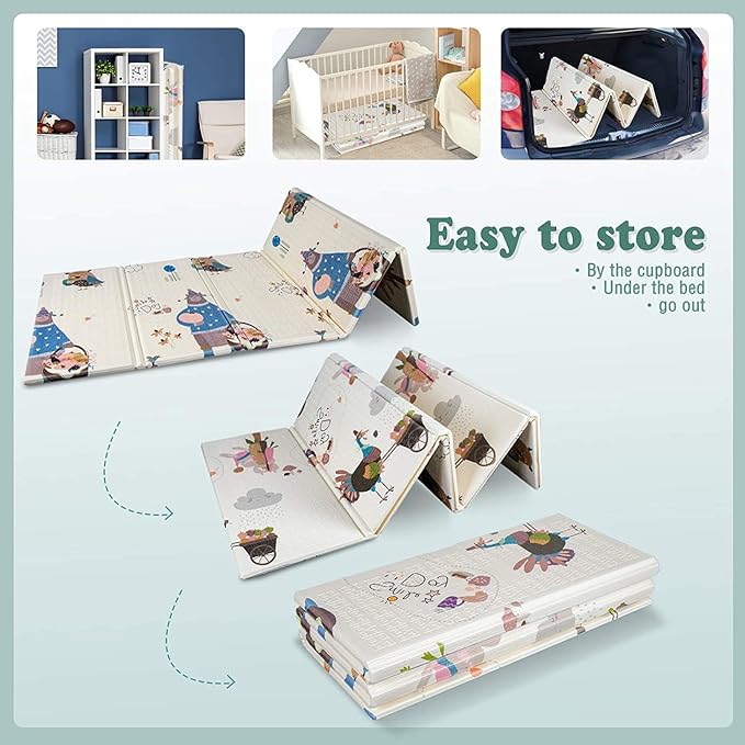 UANLAUO Kids Play Mat for Babies and Toddlers - Baby Play Mats for Floor Crawling Mats for Babies 6-12 Months, Large Waterproof Activity Playmats for Baby Infants, Toddlers, Play & Tummy Time