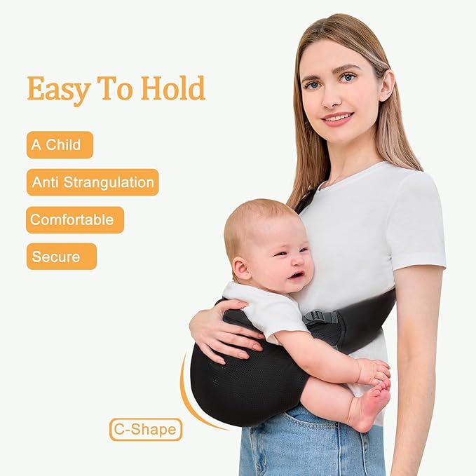 Baby Carrier - Ergonomic, Cozy and Lightweight Carrier for 0-36 Months, Effortless to Put On, Ideal for Hands-Free Parenting,Lightweight and Travel-Friendly Newborn Baby Carrier-Black