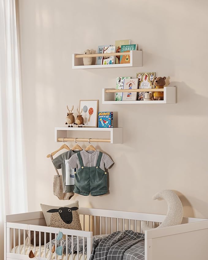 G&W Gruwald Nursery Book Shelves, Set of 3, Wall Bookshelf, Book Shelf for Kids Rooms, Wall Book Shelves for Bedroom Kids, Floating Shelf, Nursery Decor