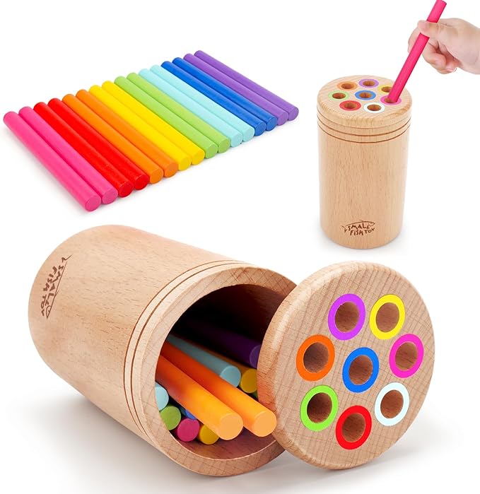 Montessori Toys for 1-3 Year Old: Wooden Learning Color Sorting Toys for Toddlers Age 1 2 3, Fine Motor Developmental Infants Sensory Toys, Busy Board 18 month old Baby Easter Basket Stuffers