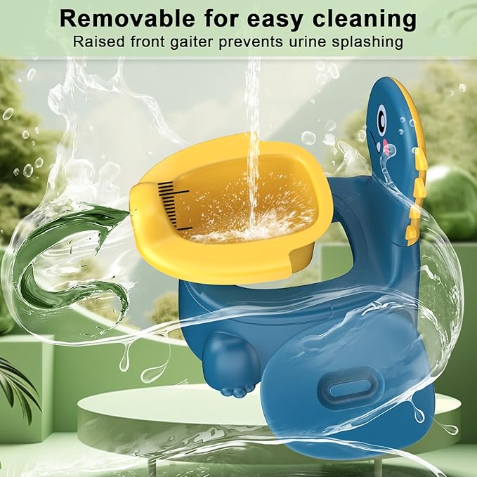 Potty Training Toilet, Toddler Potty Training Seat Baby Potty Chair, Dinosaur Toilet Potty Seat for Boys Girls Kids Toddlers, Portable Travel Potty with lid,Urinal, Splash Guard, Non-Slip Pad(Blue)