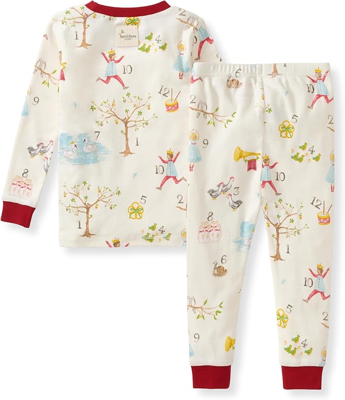 Burt's Bees Baby Girls' Pajamas, 2-Piece Long Sleeve Tee and Pants Organic Cotton PJ Set