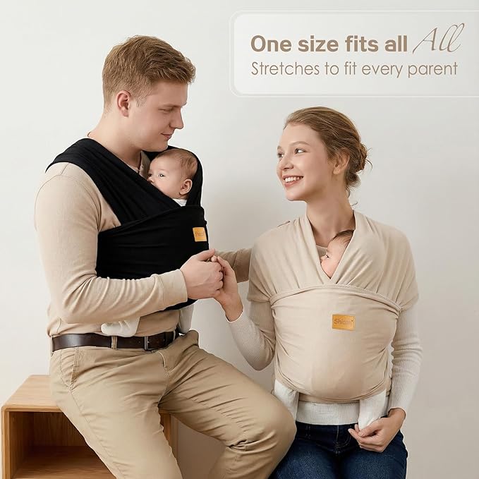 Baby Wrap Carrier, Baby Carrier Wrap Newborn(7-35lbs), Cotton Baby Sling Carriers Wearing Wrap Hands Free, Cozy Newborn Wrap One Size Fits All, Beige