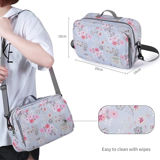 GOGOSO Baby Stroller Organizer Bag with Insulated Pocket, Universal Fit Most Strollers, Space for Diapers, Wipes & Toys, Flowers