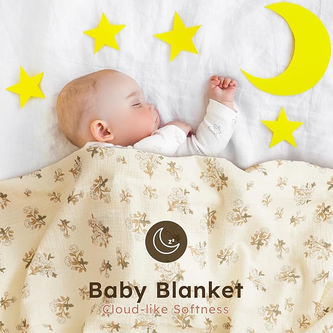 5 Pack Muslin Swaddle Blankets & Baby Burp Cloths, Soft & Breathable Cotton Baby Blankets, Receiving Blankets for Newborn, Nursery Infant Essentials, Swaddling Wrap for Unisex (Sage Green & White)