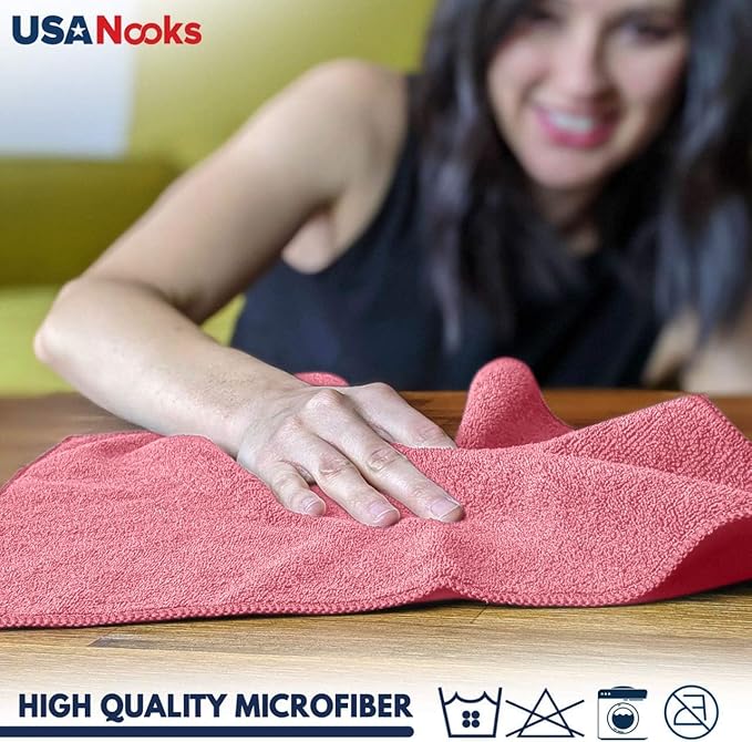 USANOOKS Premium 300GSM Microfiber Cleaning Cloth - 12.5"x12.5" High Performance - 1200 Washes, Ultra Absorbent Microfiber Towels for Cars Undercarriage, Rims & Engine Bay Cleaning - Microfiber Cloth