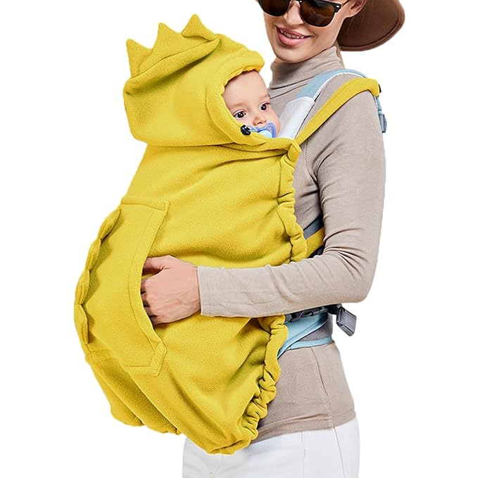 Baby Carrier Cover Stroller Cover,Newborn Hooded Stretchy Cloak,Soft Kangaroo Hoodie for Mom Baby,Suit for All Seasons (Yellow)