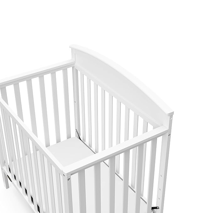 Graco Benton 4-in-1 Convertible Mini Crib with Bonus Crib Mattress (White) – GREENGUARD Gold Certified, 2.75-Inch Mattress Included, Baby Crib Converts to Twin Bed, Ideal for Small Spaces