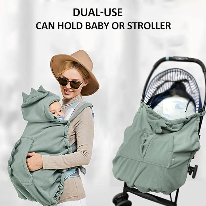 Baby Carrier Cover Stroller Cover,Newborn Hooded Stretchy Cloak,Soft Kangaroo Hoodie for Mom Baby,Suit for All Seasons (Grey)