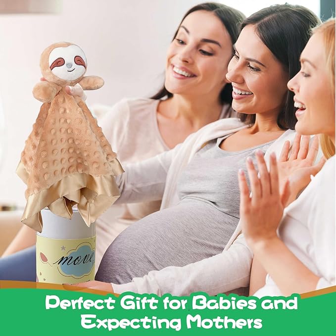 Baby Security Blanket, Soft Baby Lovey Toy Blanket for Boys and Girls, Snuggle Toy Lovie Newborn Gift, Unisex Nursery Bed Blankets Sloth16 Inch
