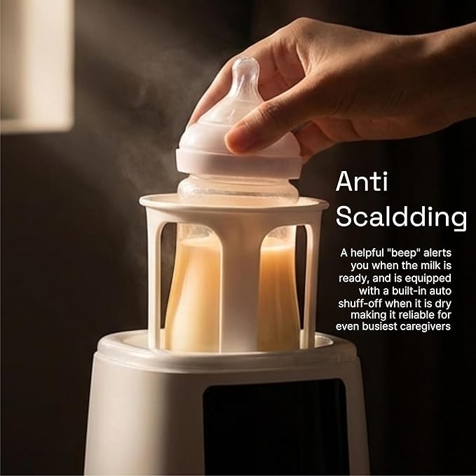 Baby Bottle Warmer, 3-in-1 Milk Warmer, Defrosts Frozen Breastmilk, LED Display, Night Light, Steam Sterilizer, Adjustable Temp, Perfect for Formula, Food Jars, Newborn Gift (White)