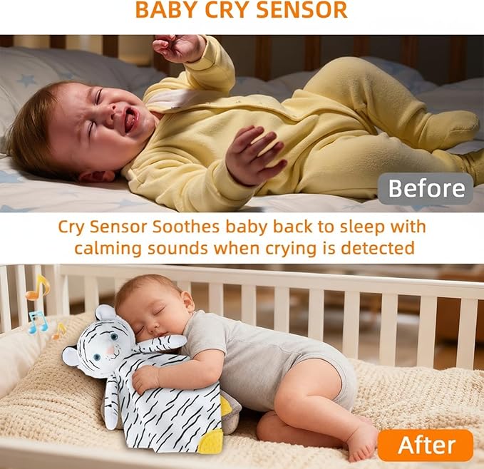 BEREST Rechargeable Baby Sleep Soother, 10 White Noises of Heartbeats & Lullabies Infant Sleeping Aid with Cry Sensor at Naptime Routine, Babies Gift Portable Plush Toddler Snuggle Toy Infant Blanket