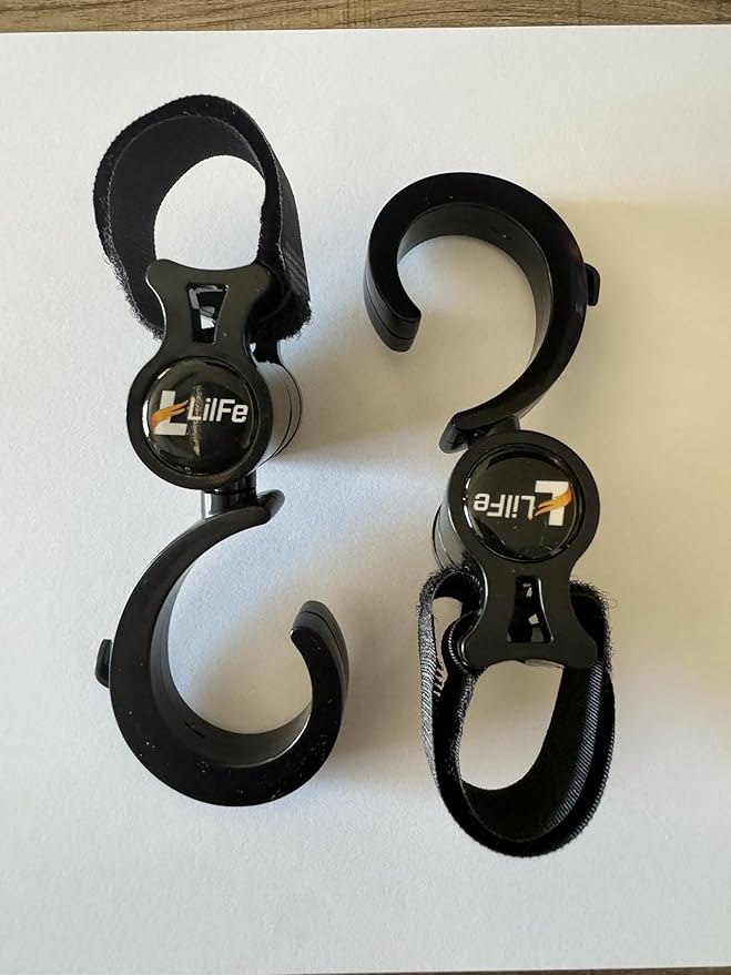 Baby Stroller Hooks for Hanging, Multipurpose Stroller Straps with Durable Stylish Stroller Clips for Diaper Bags, Perfect Mummy Hook for Stroller, Walker and Shopping (Black 2 pcs)