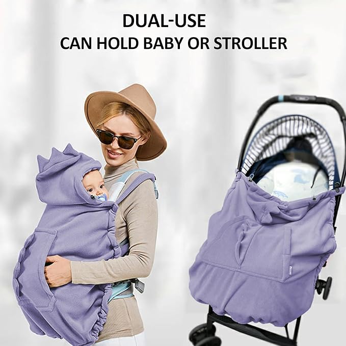 Baby Carrier Cover Stroller Cover,Newborn Hooded Stretchy Cloak,Soft Kangaroo Hoodie for Mom Baby,Suit for All Seasons (Purple)