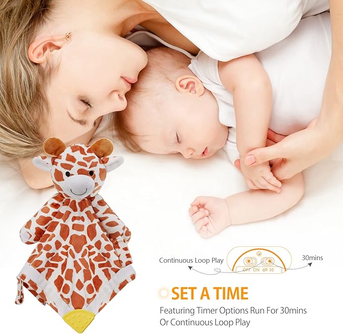 BEREST Baby Lovey Sound Sleep Soother, Rechargeable White Noise and Lullaby Heartbeat Infant Sleeping Aid with Cry Sensor at Nap Time Routine, Boys & Girls Gift Portable Plush Toddler Snuggle Toy