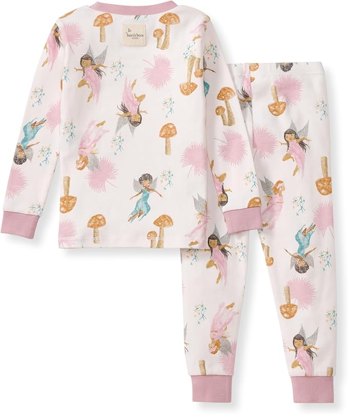 Burt's Bees Baby Girls' Pajamas, 2-Piece Long Sleeve Tee and Pants Organic Cotton PJ Set