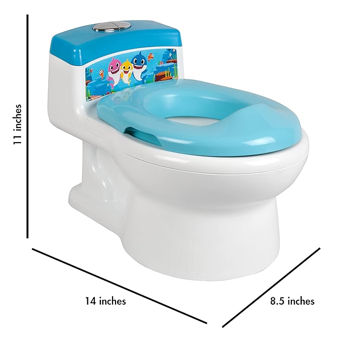 The First Years Pinkfong Baby Shark Potty Training Toilet and Toddler Toilet Seat - Potty Training Toilet Seat with Fun Flushing and Cheering Sounds