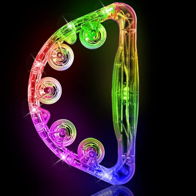 Aywewii LED Tambourine - Musical Light Up Sensory Toys for Kids with Autism, Special Needs Toys for Children, Birthday Gifts for Boys & Girls, Glow in The Dark Party Favors, Easter Basket Stuffers