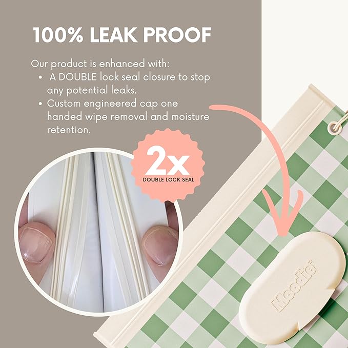 NEW 3 PACK Baby Wipes Holder | Refillable Wipes Container w/DOUBLE-LOCK SEAL |Travel Wipe Case | Portable Wipe Dispenser for Diaper Bag w Silicone Strap | Reusable Wipes Pouch (SAGE GREEN) by Moodie