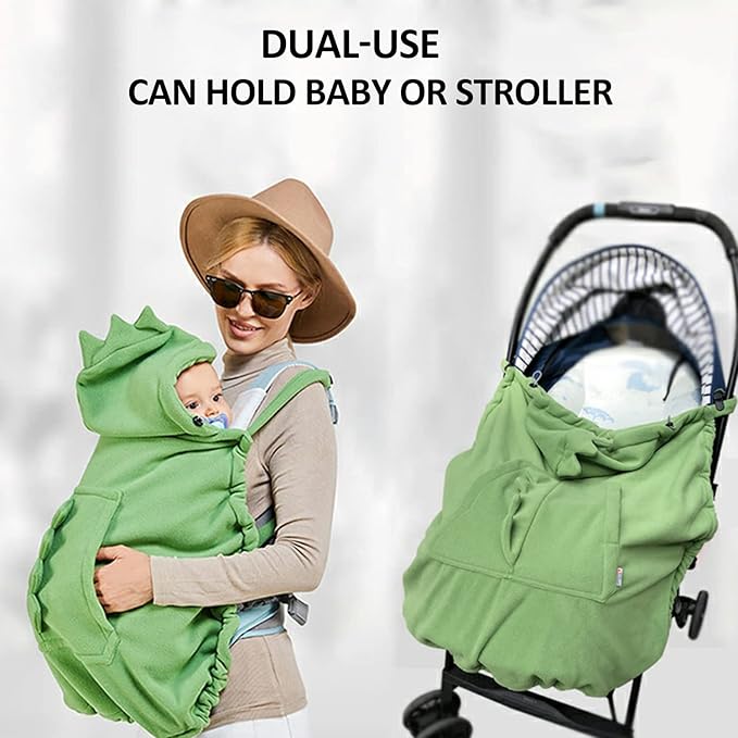 Baby Carrier Cover Stroller Cover,Newborn Hooded Stretchy Cloak,Soft Kangaroo Hoodie for Mom Baby,Suit for All Seasons (Green)