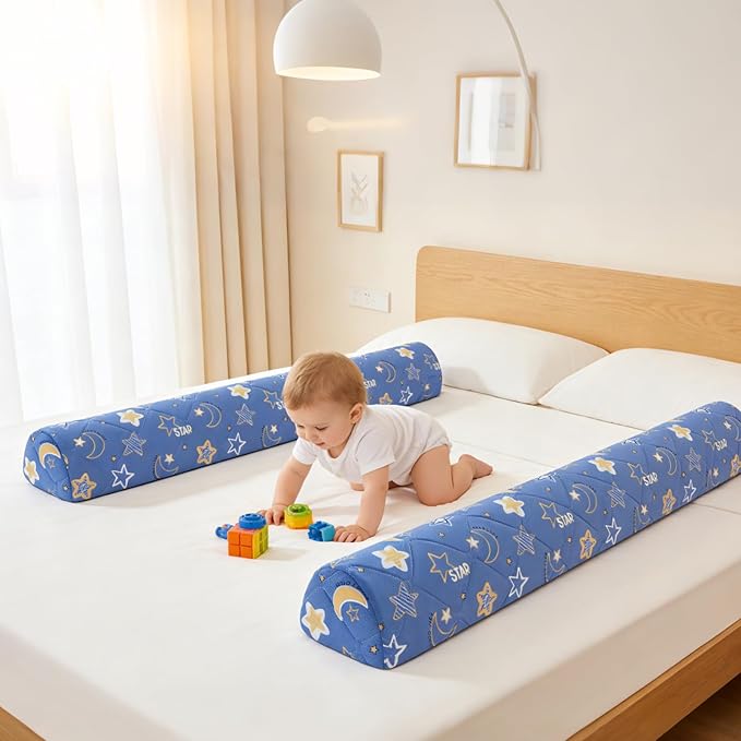 1-Pack Premium Foam Bed Bumpers for Toddler, Non-Slip Bed Rails for Toddlers for Twin, Queen, King Beds, Machine Washable Bumpers Cover for Easy Care（Size：52" x 7" x 5"）