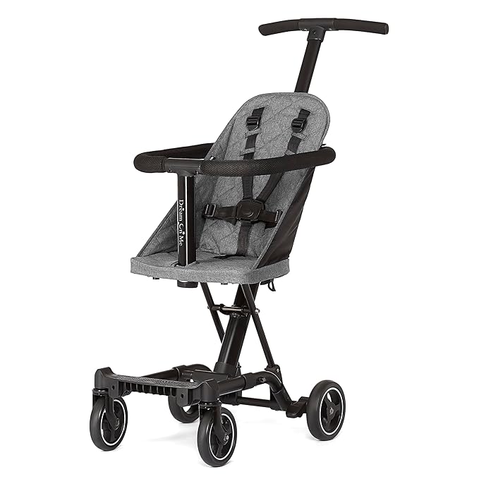 Dream On Me Coast Rider Travel Stroller, Lightweight & Compact Baby Stroller, Theme Park Approved, Book-Folding Design, Adjustable Handle, Soft-Ride Wheels, Converts to Rider & Scooter - Gray