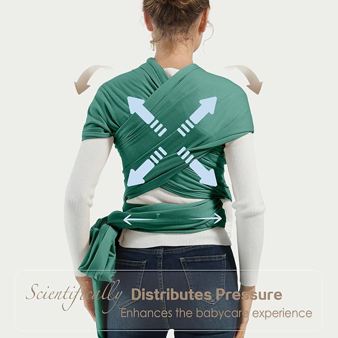 Baby Wrap Carrier, Baby Carrier Wrap Newborn(7-35lbs), Cotton Baby Sling Carriers Wearing Wrap Hands Free, Cozy Newborn Wrap One Size Fits All, Green
