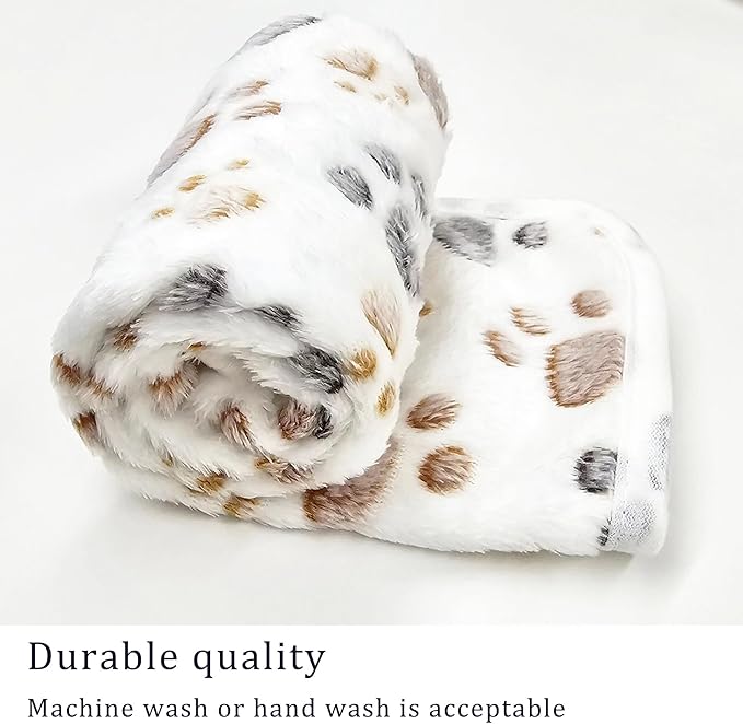 1 Pack 3 Blankets Super Soft Fluffy Premium Fleece Pet Blanket Flannel Paw Printed Throw for Dog Puppy Cat (Medium 30x20'', Purple, Pink, Green)
