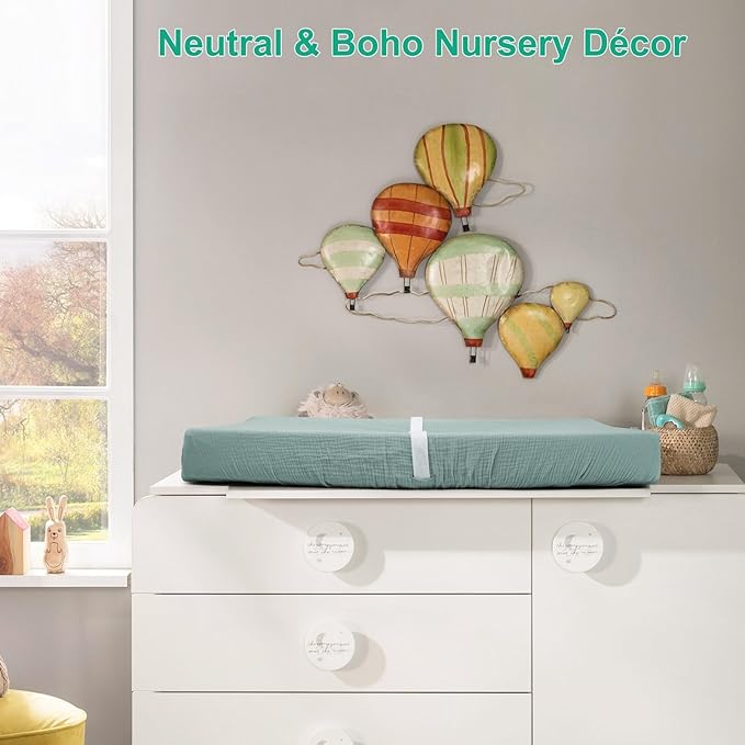 Muslin Changing Pad Cover for Baby Girls Boys-2 Pack 17"x 33" Cotton Soft Breathable Diaper Changing Pad Cover-Cozy Changing Pad Sheets-Neutral Boho Sage Green & Beige