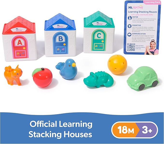 Ms. Rachel Official Learning Stacking House with 6 Surprises to Discover, Educational Toys & Toddler Toys for Girls & Boys Ages 18 Months to 3+ Years