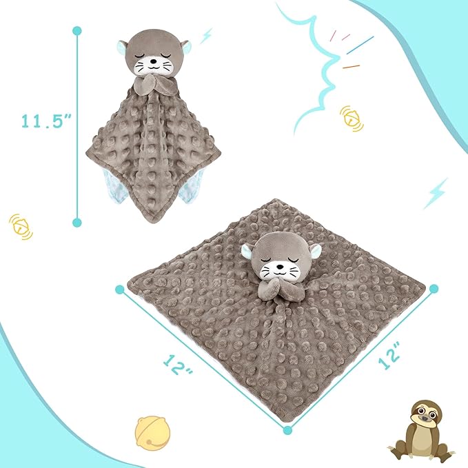 Loveys for Babies,Kawaii Otter Baby Security Blanket for Newborn Infant Toddler Snuggle Toy Stuffed Animal,Lovey Prayer Otter Security Blankets Baby Unisex for Birthday(Gray Otter,12in)